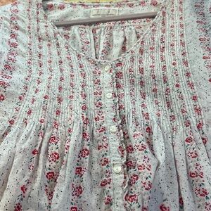 Aerie White and pink floral babydoll style top size small